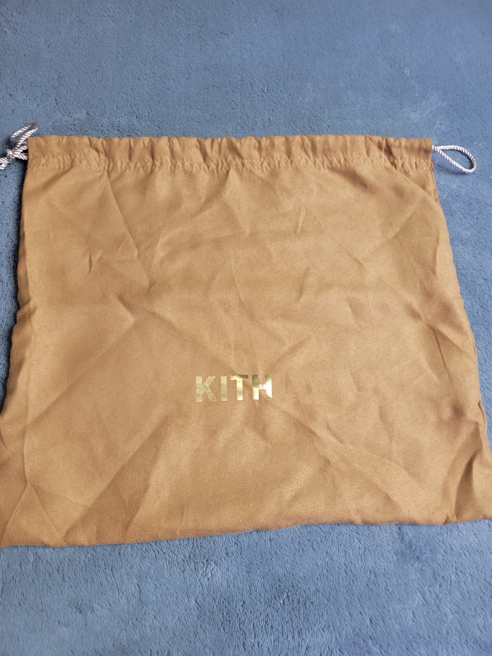 Kith Drawstring Dust Bag in Camel Tan with Gold Logo